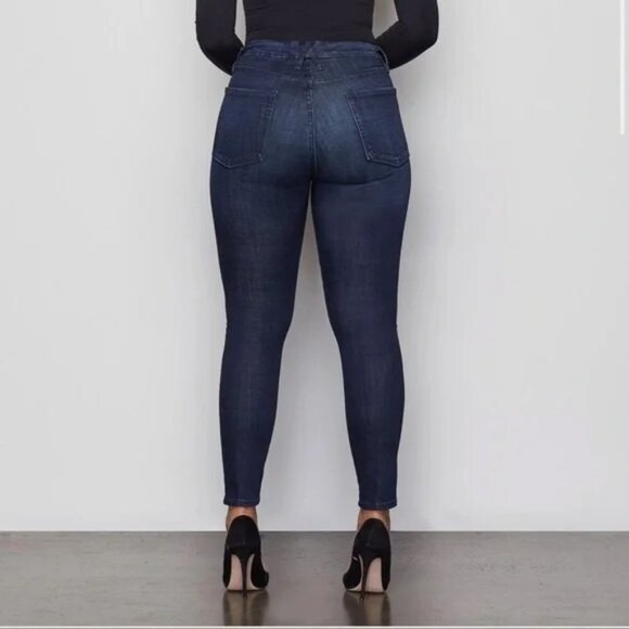 Good American Womens 10/30 Good Waist Crop Jeans Blue High Rise Dark Wash Denim - Picture 2 of 16